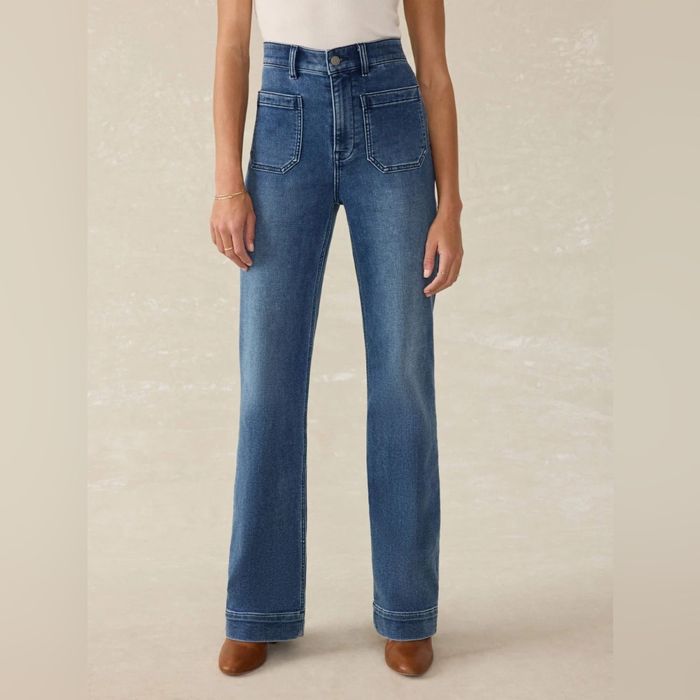 Faherty Stretch Terry Wide Leg Patch Pocket Jeans